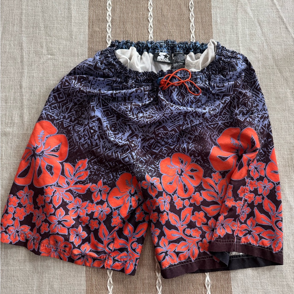 STARTER Men’s Floral Print Shorts - Orange and Blue